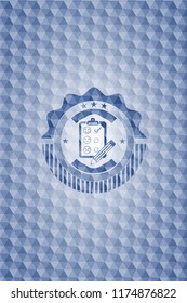 customer feedback icon inside blue hexagon badge.