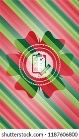 customer feedback icon inside christmas colors emblem.