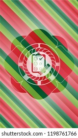 customer feedback icon inside christmas colors emblem.