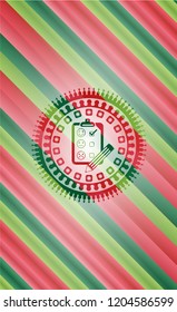 customer feedback icon inside christmas style emblem.