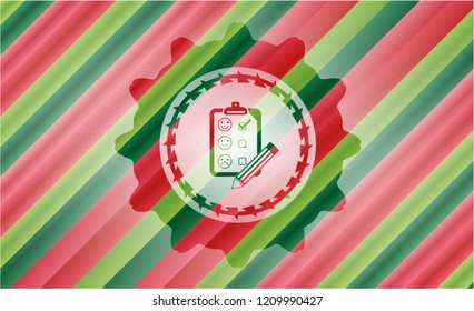 customer feedback icon inside christmas emblem.