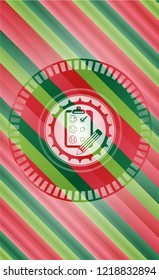 customer feedback icon inside christmas badge background.