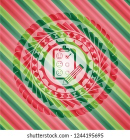 customer feedback icon inside christmas style badge..