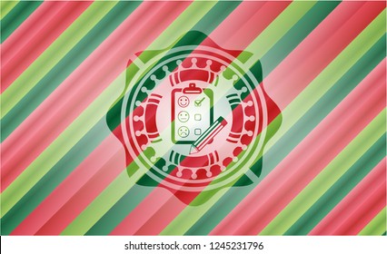 customer feedback icon inside christmas emblem.