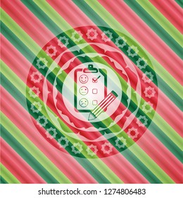customer feedback icon inside christmas emblem background.