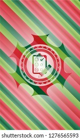 customer feedback icon inside christmas emblem.