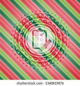 customer feedback icon inside christmas colors badge.