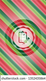customer feedback icon inside christmas style badge..