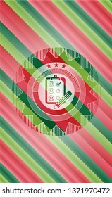 customer feedback icon inside christmas colors emblem.