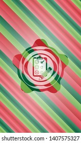 customer feedback icon inside christmas style emblem.