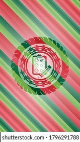 customer feedback icon inside christmas badge background. 