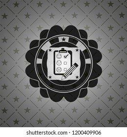 customer feedback icon inside dark emblem