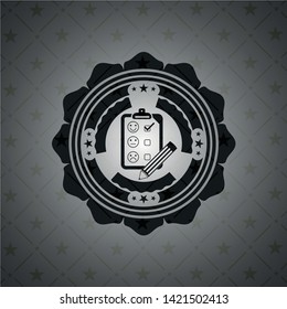customer feedback icon inside dark emblem. Retro