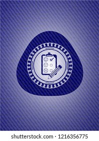 customer feedback icon inside denim background