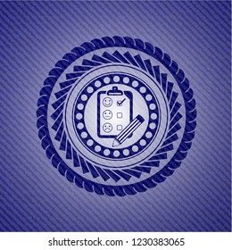 customer feedback icon inside denim background