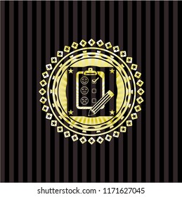 customer feedback icon inside gold emblem or badge
