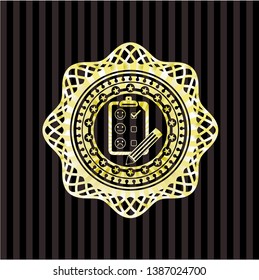 customer feedback icon inside gold shiny emblem