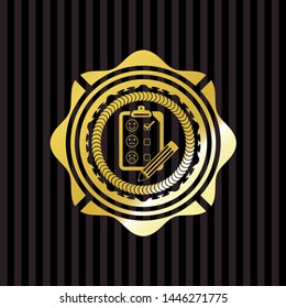 customer feedback icon inside gold shiny emblem