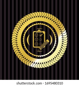 customer feedback icon inside gold badge or emblem