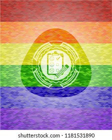 customer feedback icon inside lgbt colors emblem 
