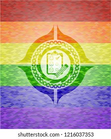 customer feedback icon inside lgbt colors emblem 