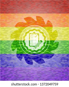 customer feedback icon inside lgbt colors emblem 