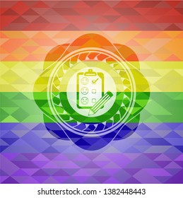 customer feedback icon inside lgbt colors emblem 