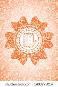 customer feedback icon inside orange mosaic emblem with background