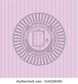 customer feedback icon inside pink emblem