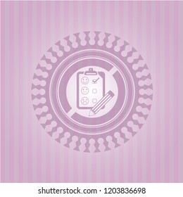 customer feedback icon inside pink icon or emblem