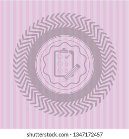 customer feedback icon inside pink emblem