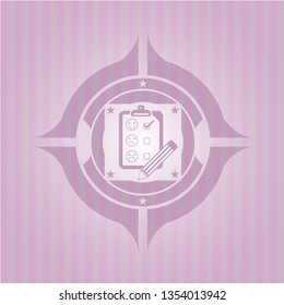 customer feedback icon inside pink icon or emblem
