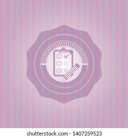 customer feedback icon inside pink emblem