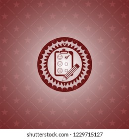 customer feedback icon inside red emblem. Retro