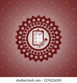 customer feedback icon inside red emblem. Retro