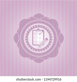 customer feedback icon inside retro pink emblem