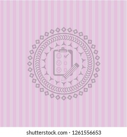 customer feedback icon inside retro style pink emblem