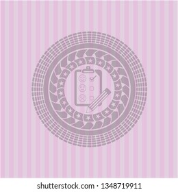 customer feedback icon inside retro pink emblem