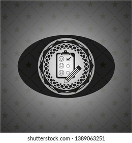 customer feedback icon inside retro style black emblem