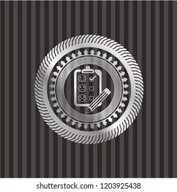 customer feedback icon inside silver shiny badge
