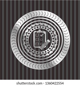 customer feedback icon inside silver badge or emblem
