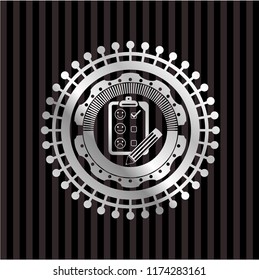 customer feedback icon inside silvery emblem or badge