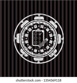 customer feedback icon inside silvery badge