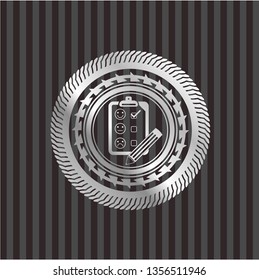 customer feedback icon inside silvery badge or emblem