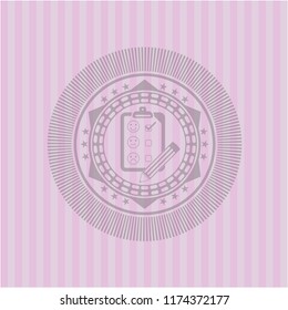 customer feedback icon inside vintage pink emblem