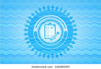customer feedback icon inside water style badge.