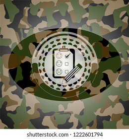 customer feedback icon on camouflage texture
