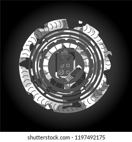 customer feedback icon on grey camo pattern