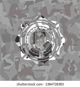 customer feedback icon on grey camo pattern