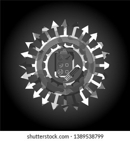 customer feedback icon on grey camo texture